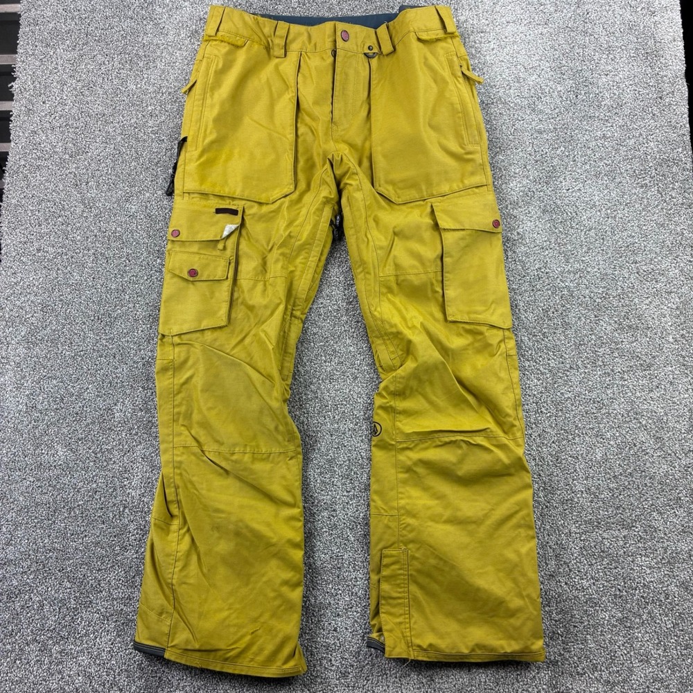 Volcom Snow Pants Mens Large Mustard Yellow Relaxed Snowboard 15K/10K Cargo